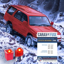 CARAX Glow Fuse Set - Toyota 4RUNNER 1998 - Smart Glow Fuse kit Assortment Glow When Blown LED Automotive Fuse – Smart Auto Glow Fuse Easy Identification