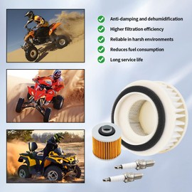 AWSZH Air Filter + Oil Filters + Spark Plugs Service Kits 4TR-14451-00 HFA4607 Replacement For Yamaha V-Star 650 XVS650 1998 1999 2000 2001 2002 2003 2004 2005 2006 2007 2008 2009 2010 2011