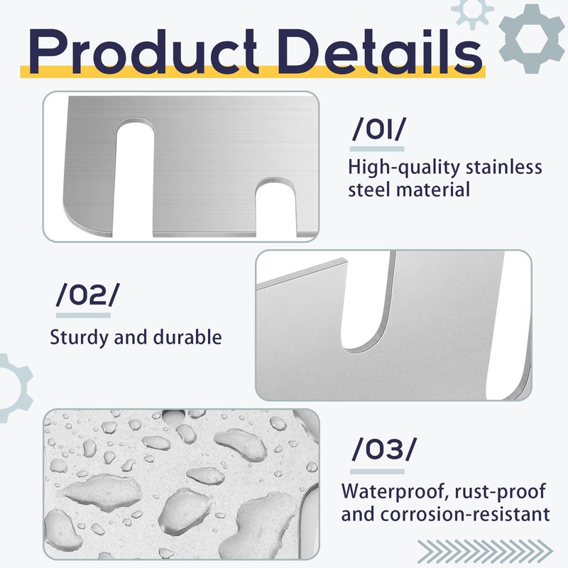 MorningRo 15 Pcs Hardware Door Hinge Shims Stainless Steel Metal