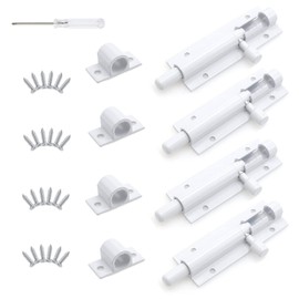 Joyangy 2 Inch White Slide Barrel Bolt Latch, Aluminum Alloy Slide Door Latch Lock, Heavy Duty Gate Sliding Bolt Latch Lock for Home Yard Garden Door Security, with Screws, 4pcs