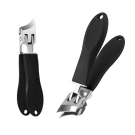 Slanted Nail Clippers with Wide Jaw Opening and Splash Guard, Curved Nail Clippers Fingernails Toenails Nail Cutter Nail Clipper Black Large Nail Clippers for Adults Seniors