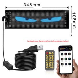 OrangeClub Colourful Eye Lamp Soft Screen for Car Window DIY Car Dynamic LED Smart Colourful Eye Lamp Soft Screen LED Eyes for Car Window LED Eyes for Car (102 x 348 mm)