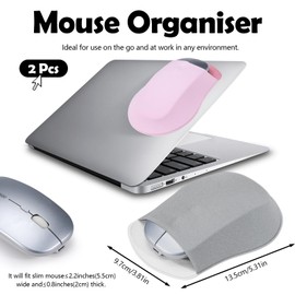 Realand 2Pcs Stick-On Laptop Mouse Holder for Laptop, Elastic Mouse Case for Wireless Mouse Wireless Mouse Holder for Laptop, Mouse Pouch Pocket Sleeve for Laptop