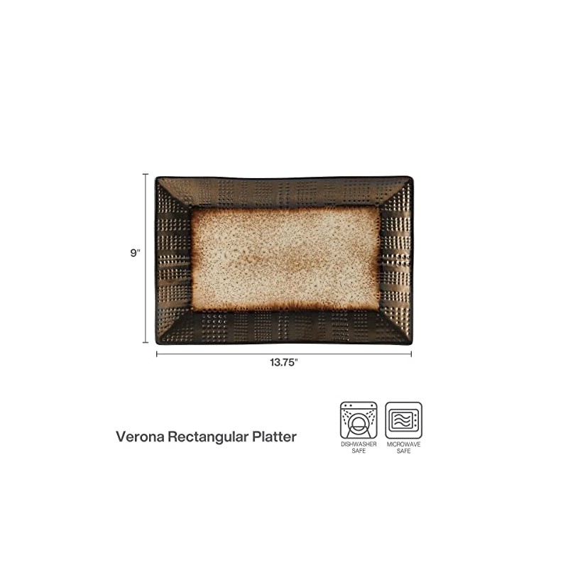 Gourmet Basics by Mikasa Verona Cream Rectangular Platter, 13.75 Inch