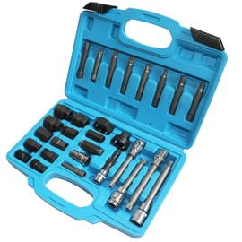 30 Piece Alternator Pulley Remove Install Tool Kit Free Wheeling Pulley Remover Socket Drills Compatible with Ford Compatible with GM