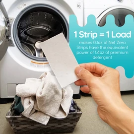 Net Zero Co. - Net Zero Strips, Laundry Detergent Strips, 32 Ultra Concentrated Detergent Sheets, Safe for White and Colored Fabrics, Fresh Breeze, 32 Strips