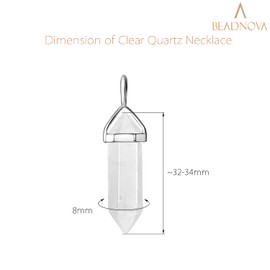 BEADNOVA Natural Clear Quartz Necklaces for Women Crystal Pendant Gemstone Necklace for Spiritual Energy Healing Hexagonal Pendant Divination for Men (18 Inches Stainless Chain)