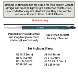 KnitPro Dreamz Deluxe Set 6 inch Afghan Tunisian Crochet Hooks Size 3.5, 4.0, 4.5, 5.0, 5.5, 6.0, 7.0, 8.0 mm Interchangeable, 4 Cables, 8 Caps, 4 Keys, Fabric Case with Project Bag