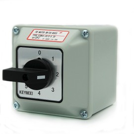 KEYMOO 5-Way 2NO 2NC Rotary Changeover Switch with Exterior Box, 20A 660V 6 Position 3 Phase 12 Terminals, Universal Selector Switch SZW26-20/0-5.3D