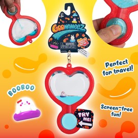 Goonameez, Hand-Held Sensory Toy with Floating Characters, Mesmerizing Water Mix Fidget Toy – Collect All 6 Unique Shapes for Squishy Fun, Perfect Travel Toy! (Booboo)