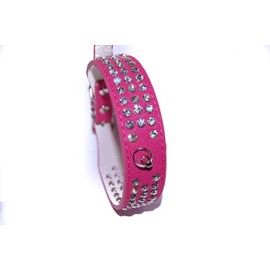 Pet Palace® "Debonair Doggy Suede Diamante Studded Luxury ROSE PINK SMALL Collar for Dogs of Distinction