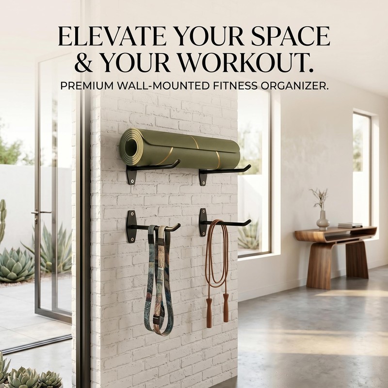Yoga Mat Wall Mount Holder & Clips for Eyelet Workout