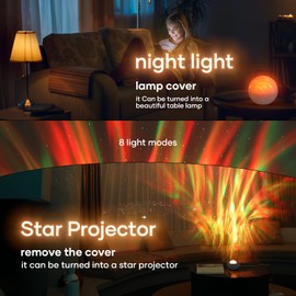 SUPFOO Galaxy Projector for Bedroom, Star Night Light with White Noise & Bluetooth Music, Aurora Remote Control & Timing, Party, Home (White)
