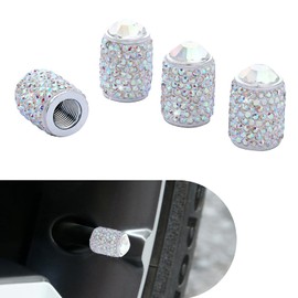 Ferianl 4PCS Bling Tire Valve Caps, Crystal Rhinestone Car Wheel Tire Valve Covers, Waterproof Dustproof Tire Air Valves Cap, Sparkling Elegant Car Accessories Universal for Cars, Bike, SUV (AB)