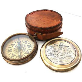 "so können Sie" Kompass-Halskette mit Messing Kette & Leder tragen Fall