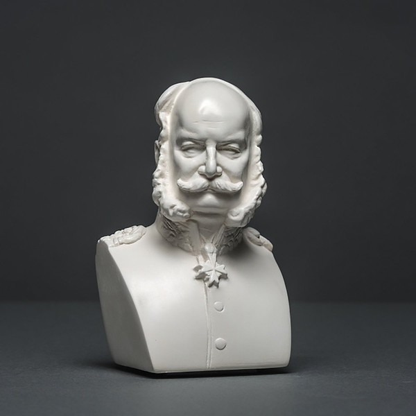 Kaiser Wilhelm I Sculpture Made of High-Quality Zellan, Handmade, Made in Germany, Bust in White, 12 cm