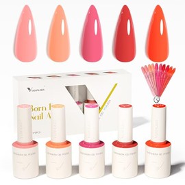 VENALISA Gel Nail Polish Set 5 Colours Neon Pink Coral UV LED Soak Off 2501 | Rich Pigment Colours • Smooth Application • Long Lasting Wear • DIY Nail Art • Nail Tips & Labels Included