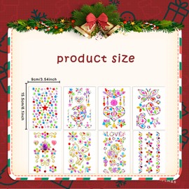 8 Sheets Gem Stickers, Rhinestones Stickers, Self-Adhesive Craft Jewels for DIY Crafts, Scrapbook,Multicolor Bling Jewel Decals,Face Gems Sticker