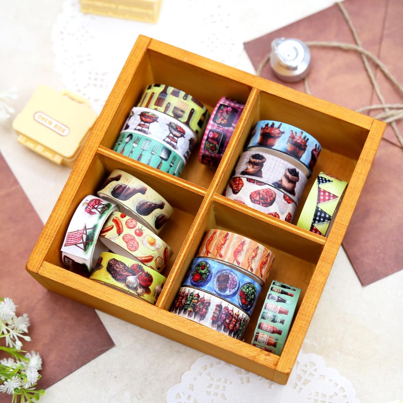 Joysoong BBQ Themed Washi Tape Set - 16 Rolls Camping