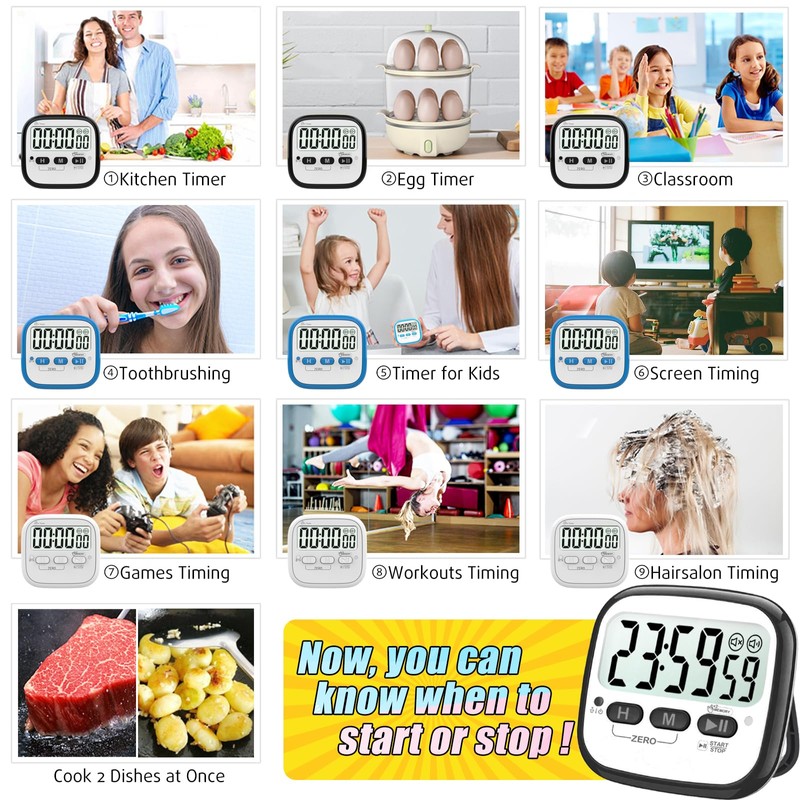 AyayaBoss 2-Pack Magnetic Kitchen Timers for Cooking, Digital Stop Watch