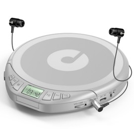 Gueray CD Player Portable for Car : with Earphones Portable CD Player for Car with Anti-Skip Shockproof Personal CD Player with LCD Display Support PROG Memory Function Repeat Playback Sound