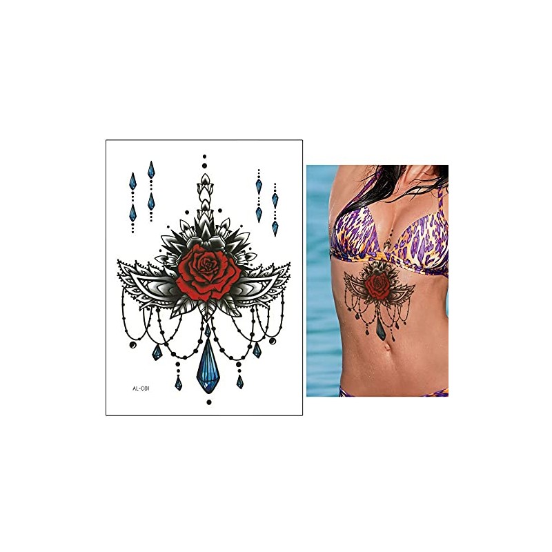 6 Sheets Underboob Tattoos Breast Tattoos Flowers Tattoo Set Zoe