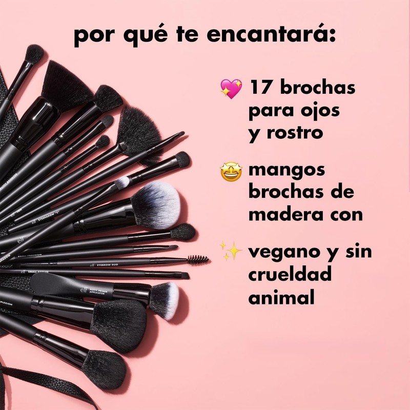 e.l.f. Cosmetics Set de Brochas de Maquillaje con Estuche para