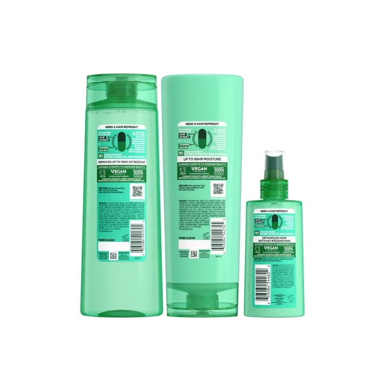 Garnier Fructis Pure Clean Shampoo, Conditioner + Detangler Kit (Personal