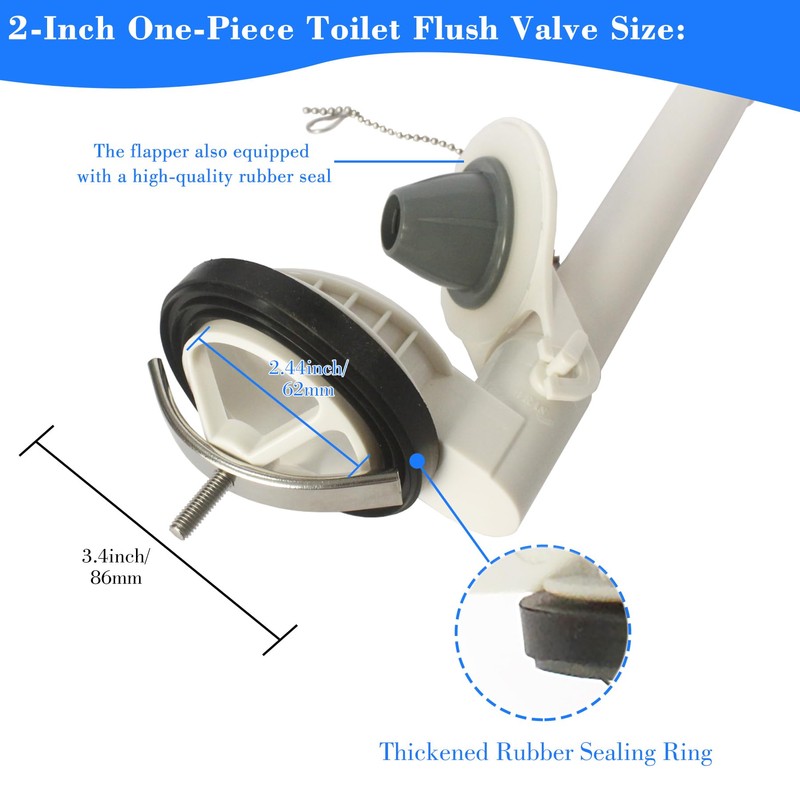 Toilet Flush Valve for One Piece Toilets with Flapper and