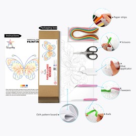 Uniquilling Quilling Paper Quilling Kit for Adults Beginner, 8 * 10-inch Blue Butterfly, Exquisite DIY Paper Filigree Painting Kits Quilling Tools, Home Room Wall Art Decor Best Gifts(Basic)
