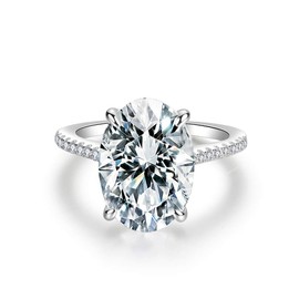 BeFab 925 Sterling Silver 14x10mm 5.81 Ct Oval Solitaire Engagement Ring Large Oval-cut Cz Cocktail Ring (6)