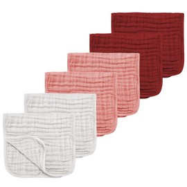 TDHD Muslin Solid Burp Cloths 100% Cotton Large 18''x10'' Extra Soft and Absorbent Multifunctional 6 Pack Baby Burping Cloth for Unisex Boys Girls (Pink Series)