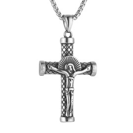 HZMAN Cross Necklace for Men Women Retro Religious Jesus Crucifix Cross Christian Pendant Necklace Jewelry Gift