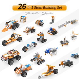 makerzoid STEM Coding Robot Kits for Kids Ages 6+, 26-in-1 Educational Programmable Scratch Coding Robotics Kit, APP RC Robot Jeep Car Birthday Children's Day Gift for Boy Girls(400+ Pcs)