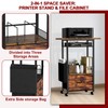 Mobile 3-Tier Printer Stand with 2-Drawer File Cabinet, 24 Extended