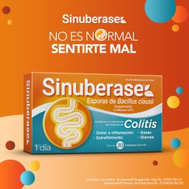 Sinuberase™ Probióticos en Ampolletas | 4 Billones de UFC Bacillus Clausii | Salud Digestiva para Adultos | 20 Ampolletas Sin Sabor | Alivio para Colitis y Restauración de Flora Intestinal