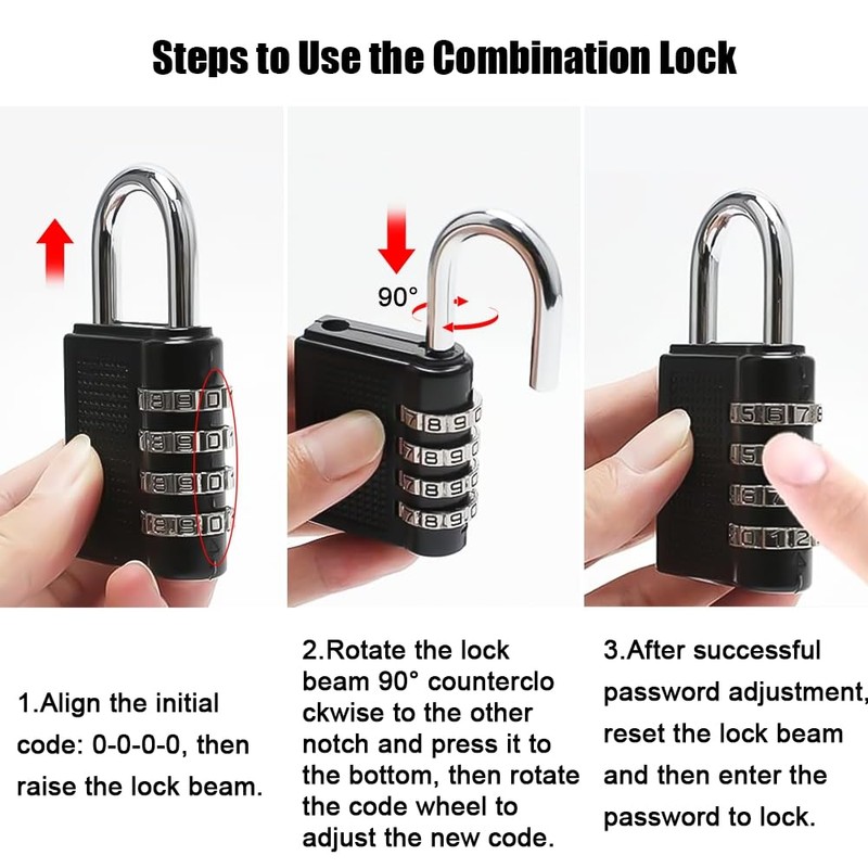 Casenly 2 x Cable Lock Combination Lock Steel Cable with