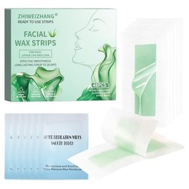 48 tiras de cera facial para depilación en la cara y el cuerpo | Fórmula suave de extracto de aloe vera para pieles sensibles | Kit de depilación en c