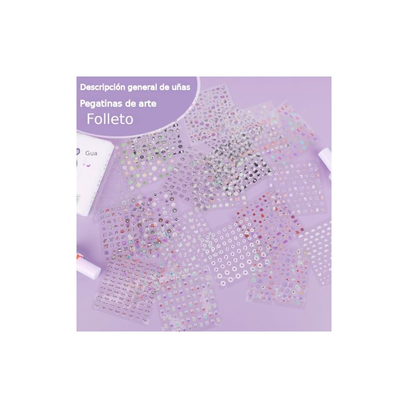 ZIBUYU® 25 hojas de pegatinas lindas para uñas, adhesivos 3d