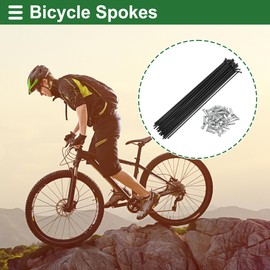 Motoforti Universal Bicycle Spokes Bike Wheel Spokes 14G 183mm Length Carbon Steel Black 1 Set