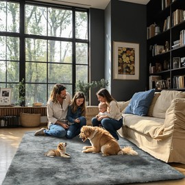 3x5 Rug, Bedside Preppy Dorm Area Rug, College Essentials Small Carpets for Bedroom, Anti Slip Fluffy Gray Living Room Rugs Home Decor Aesthetic(3 x 5, Light Grey Tie-Dyed)