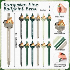 12 Sets Dumpster Fire Gifts for Back to School Funny Ballpoint Pens Badge Reel Retractable Inspirational Bookmarks Emotional Support Appreciation Gifts for Student Teachers Nurse Coworkers Pct Week