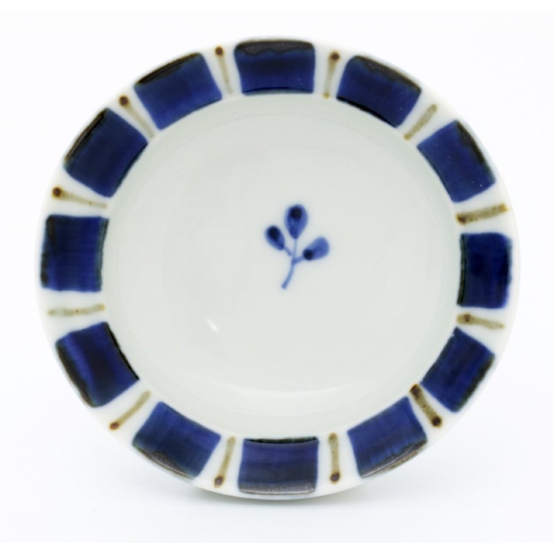 有田焼 皓洋窯 楕円豆皿 ゴスサビ十草リム