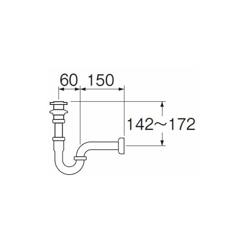 SANEI Drainage Parts, P Trap with Flare, Wall Drainage Type,