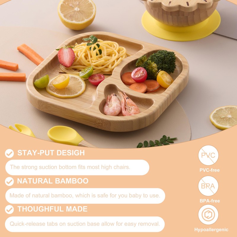 BABY REMEMBER Suction Plates Bowls Set for Baby Toddler Non-Toxic