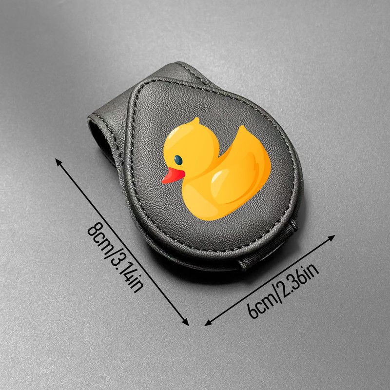 Cute Duck - Car Sunglass Holder, Magnetic Leather Eyeglass Hanger