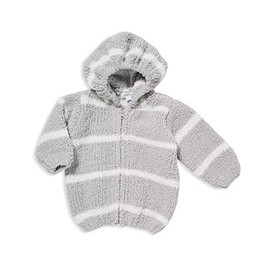 Angel Dear Baby-Boys Grey with White Stripes Chenille Hooded Jacket (6-12 Months)