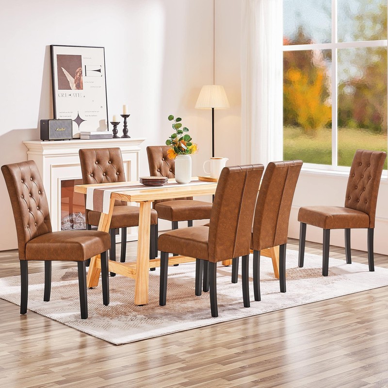 Yaheetech Upholstered Dining Chairs Set of 2 Modern Leather Parsons