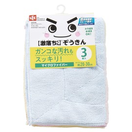 LEC Gekiochi-kun Microfiber Cleaning Cloth, 7.9 x 11.8 inches (20 x 30 cm), Pack of 3, Dirt Removal, Strong Water Absorption