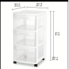 Plastic 3 Drawer Cart White Organizer Storage Rolling Set Of